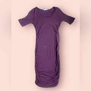Maternity motherhood, dark blue and pink striped, some fitted dress size medium